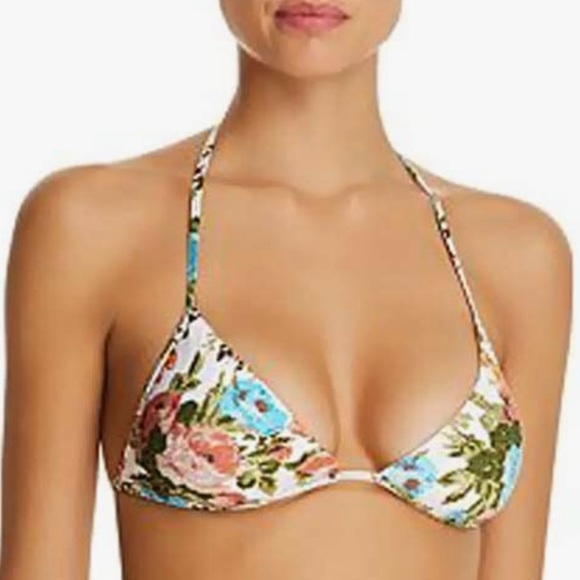 Soluna Swim Reversible Roses Halter Bikini Top SZ L NWOT - Picture 1 of 5